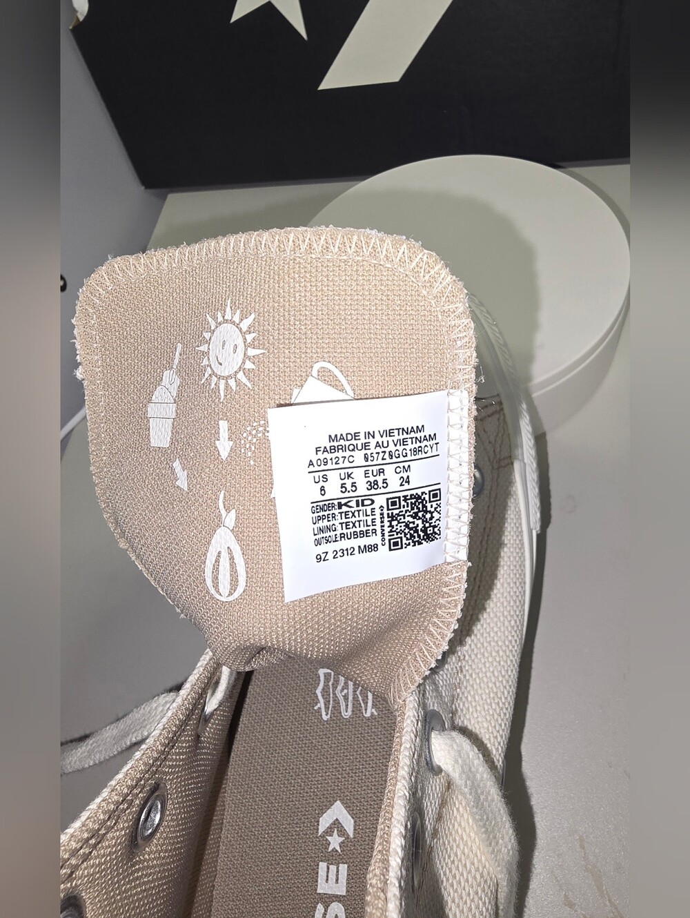 Converse High Top Canvas Sneakers - Cream Off-White - Picture 6 of 9